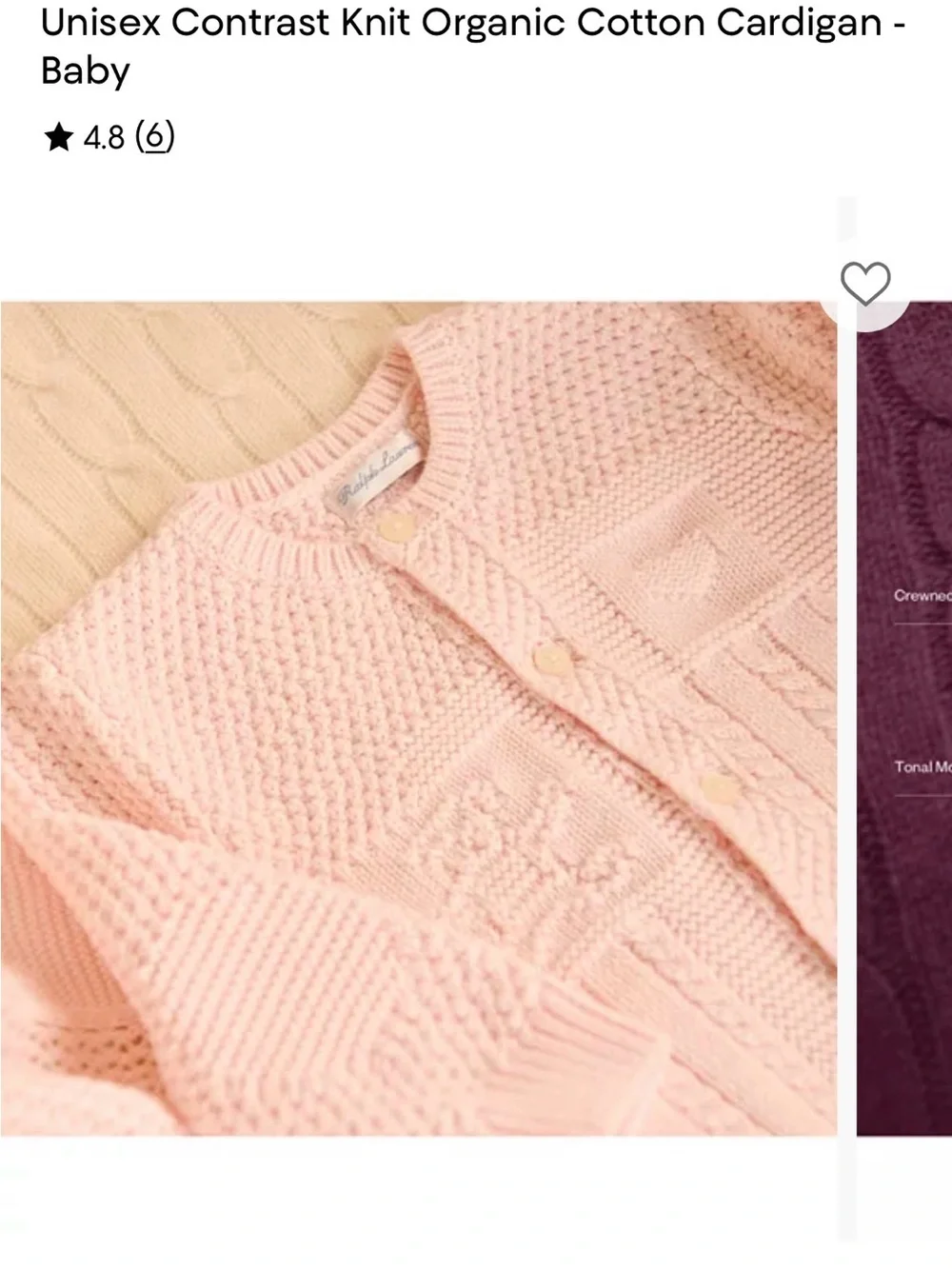 Ralph Lauren Baby Pink Organic Cotton Knit Cardigan and Pants